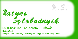 matyas szlobodnyik business card