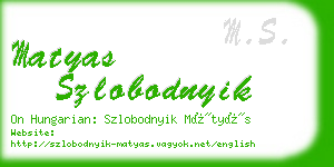 matyas szlobodnyik business card